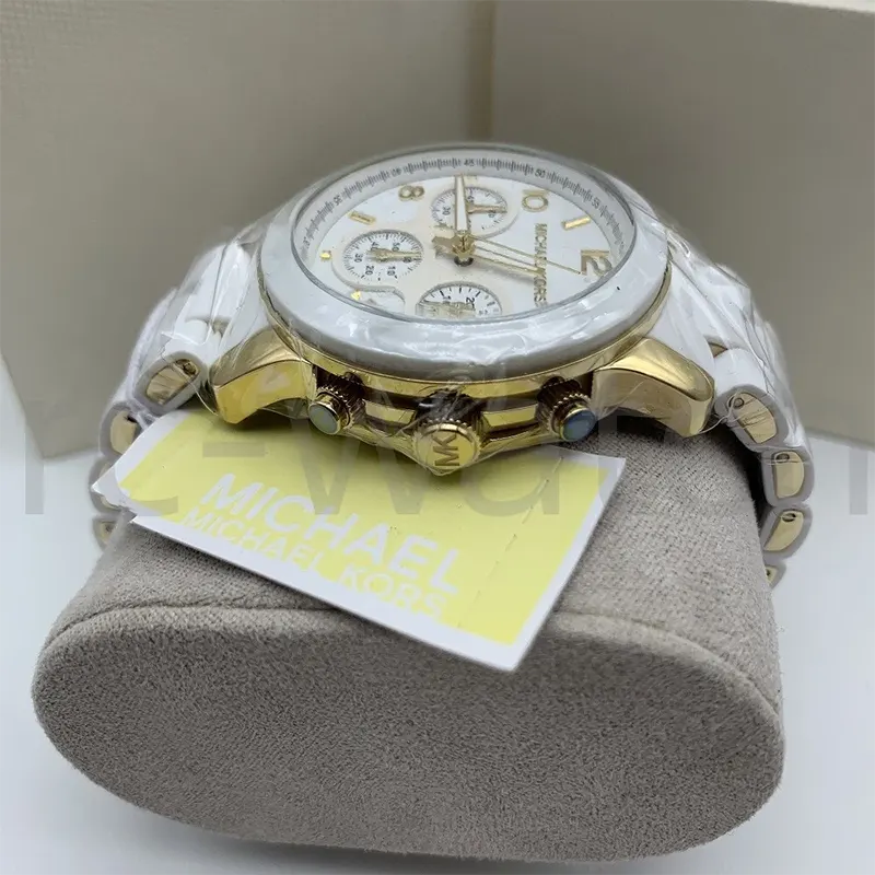 Michael Kors Runway Chronograph White Ladies Watch- MK5145
